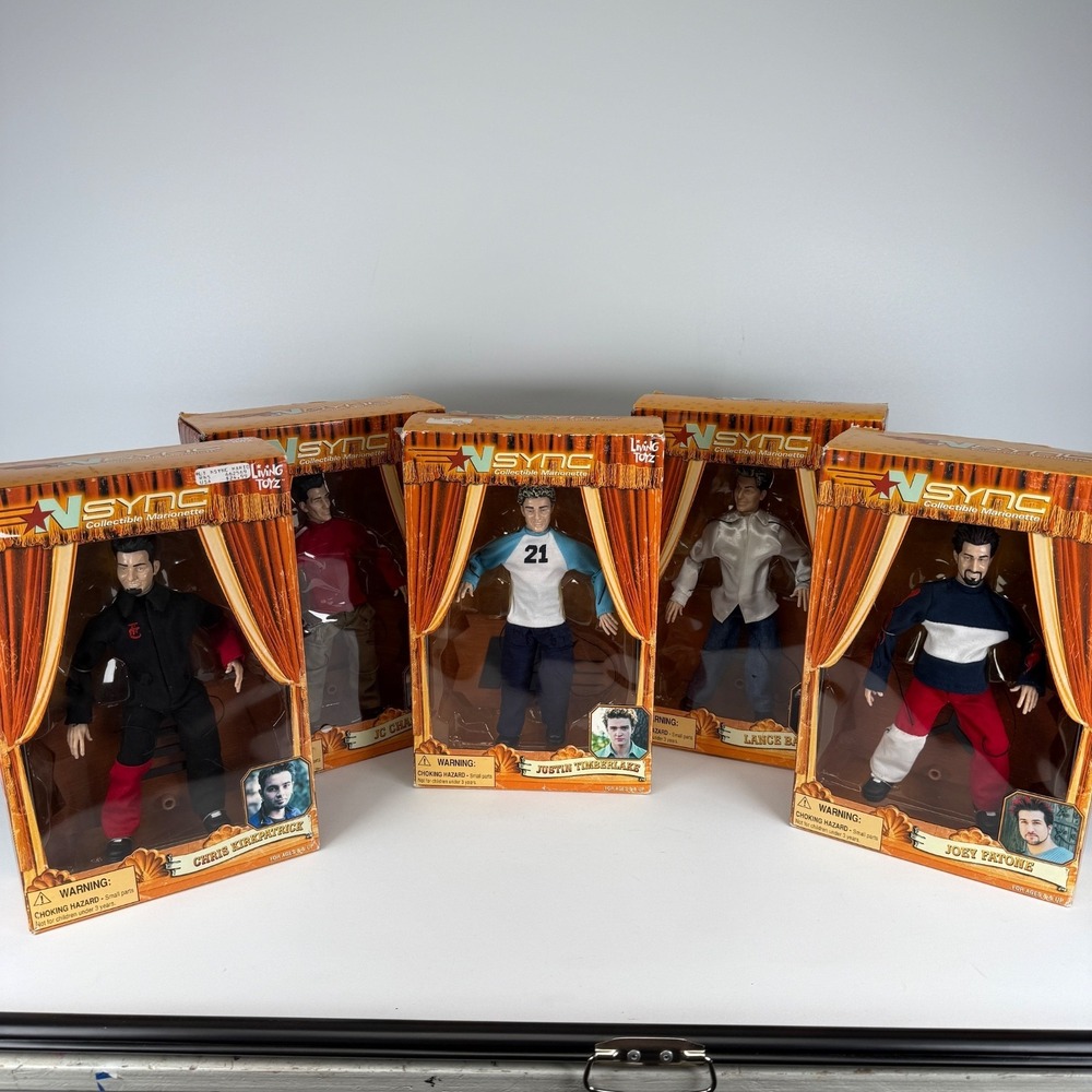 NSYNC Complete Set of 5 Collectible Marionette Dolls 2000 Living Toys New in Box